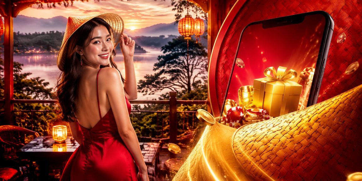 Phụ nữ Đà Lạt đội nón lá dùng điện thoại truy cập casino online